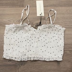 White Polka Dot Bandeau Top with Adjustable Straps